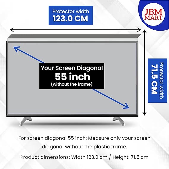 Jbm Mart 55 Inch Tv Screen Protector - Tempered Glass Guard, 9h Hardness, Anti-glare, Crystal Clear