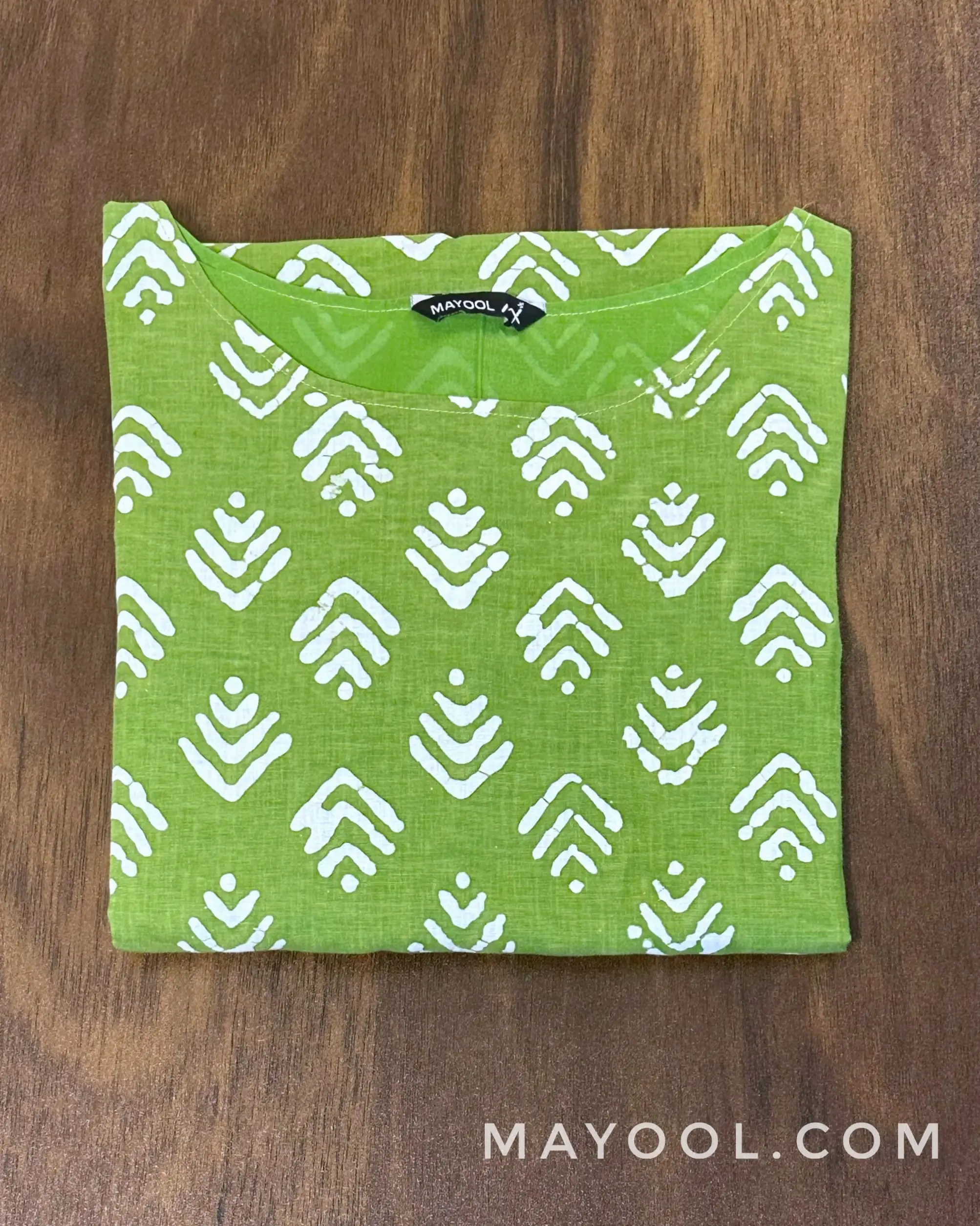 Green Batik Printed Cotton Kurta