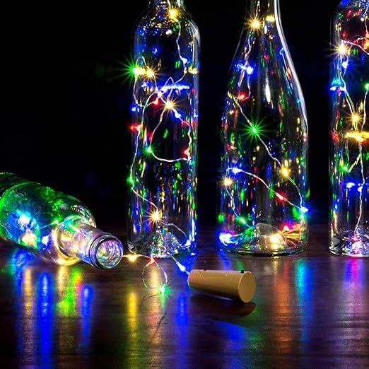 20 Led Bottle Cork Copper Wire String Lights, 2m Battery Powered  Multi Colour (pack Of 6)