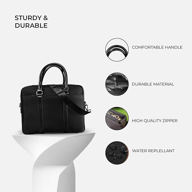 Wk Life Born To Live- Laptop Bag For Men - Genuine Office Bag With Multiple Compartments - Fits