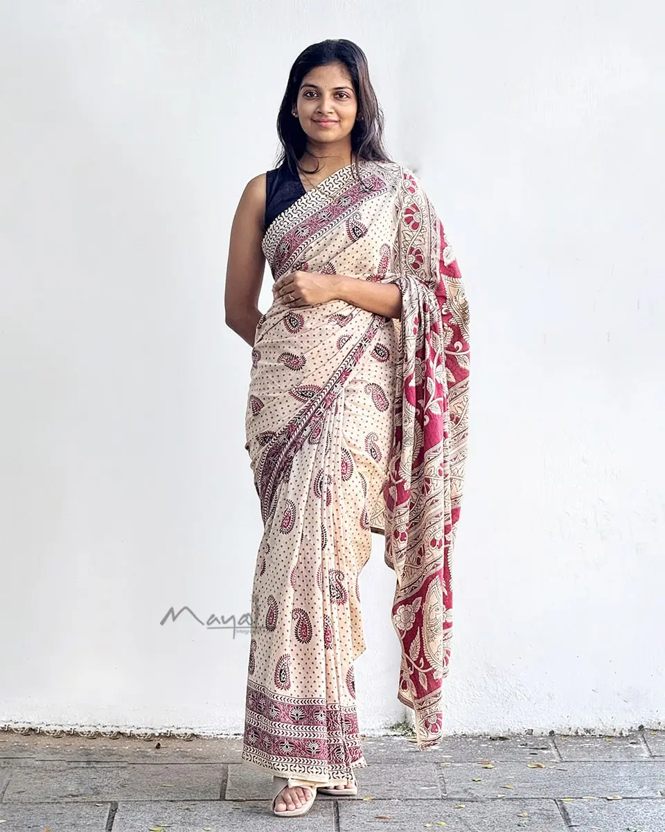 Sandal Pink Kalamkari Saree