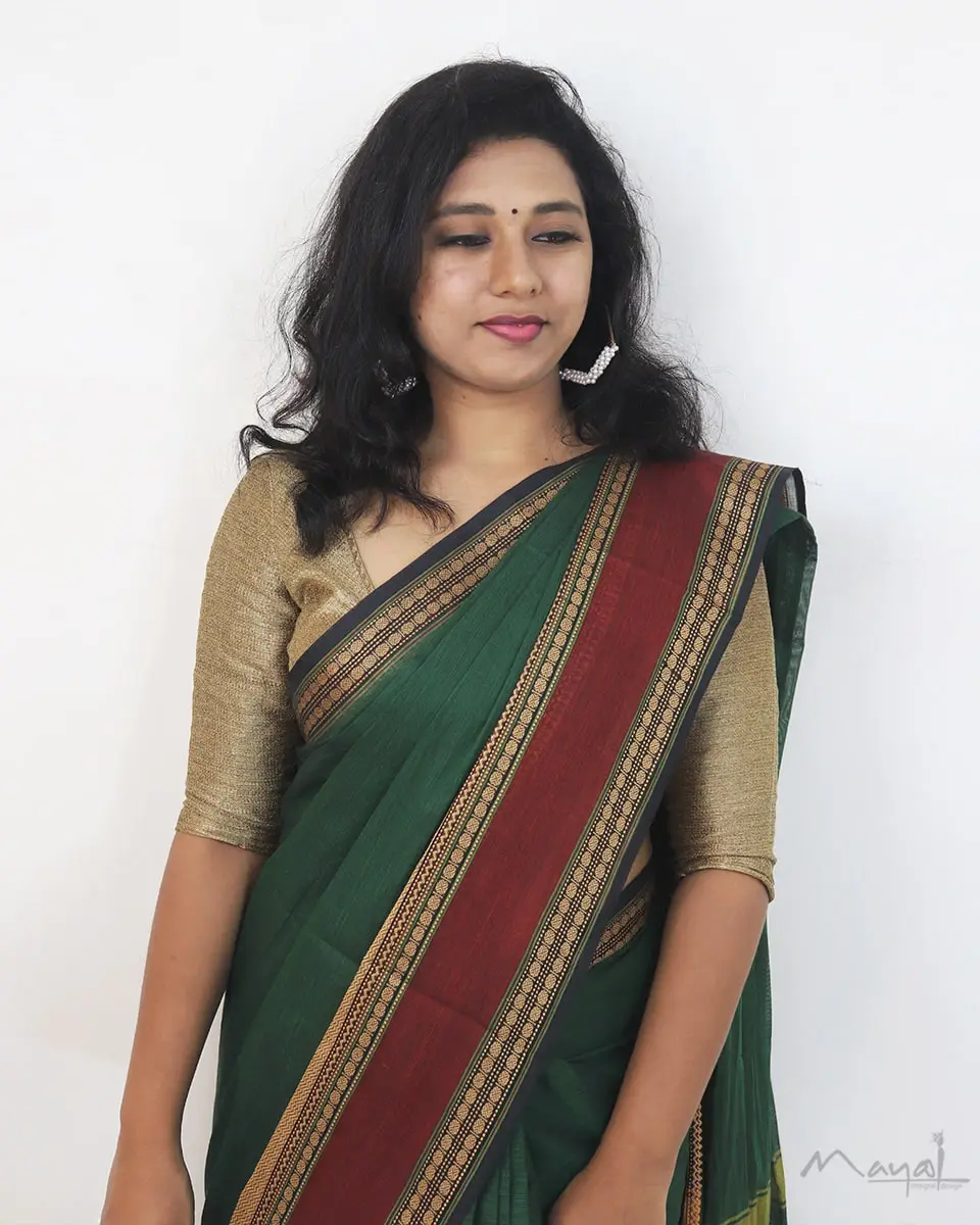 Pine Green Chettinad Cotton Saree