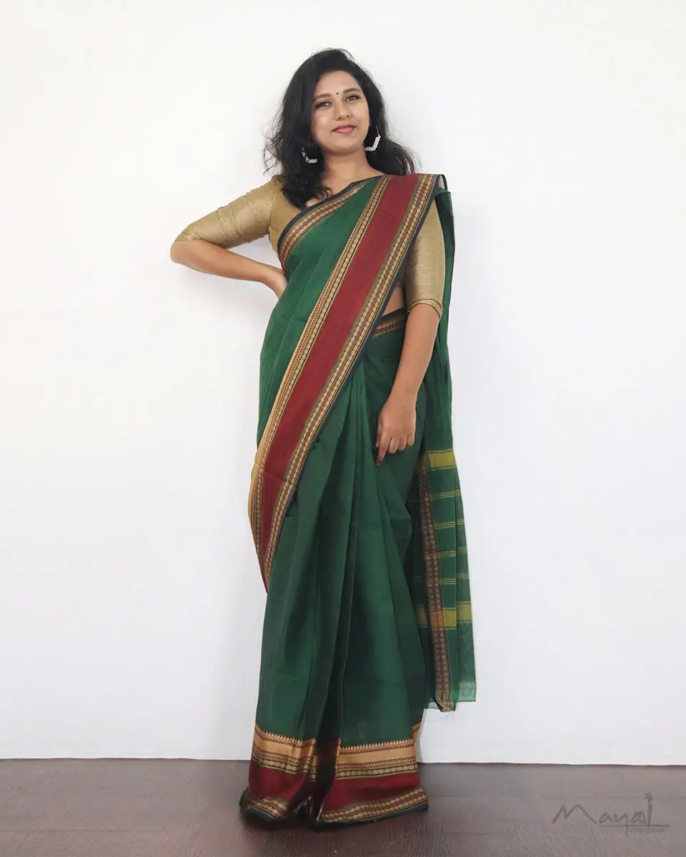 Pine Green Chettinad Cotton Saree