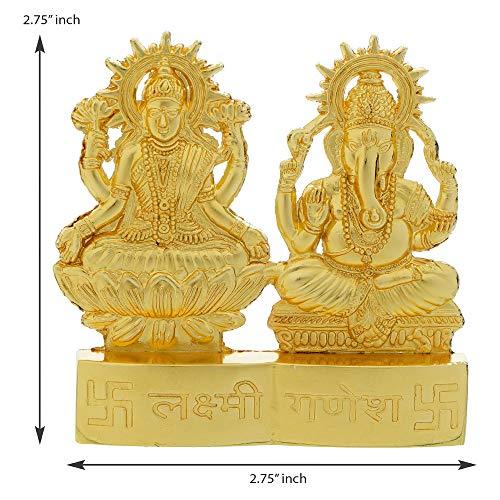 Jaipurcrafts Laxmi Ganesh Gold Plated Statue - Idol For Car Dashboard, Home, Office Décor, Gifting