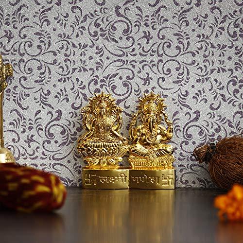 Jaipurcrafts Laxmi Ganesh Gold Plated Statue - Idol For Car Dashboard, Home, Office Décor, Gifting