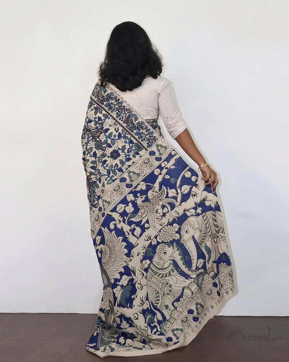 Blue Kalamkari Saree