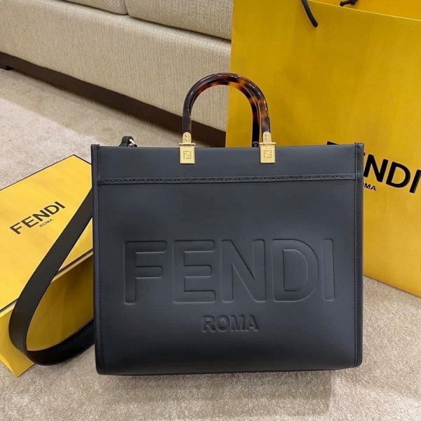 Fendi Sunshine Shopper Tote Bag Dustbag Slingbelt 08