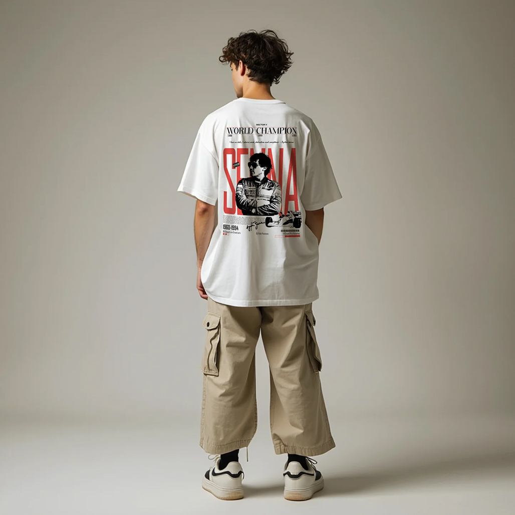 Ayrton Senna Oversized White T-shirt