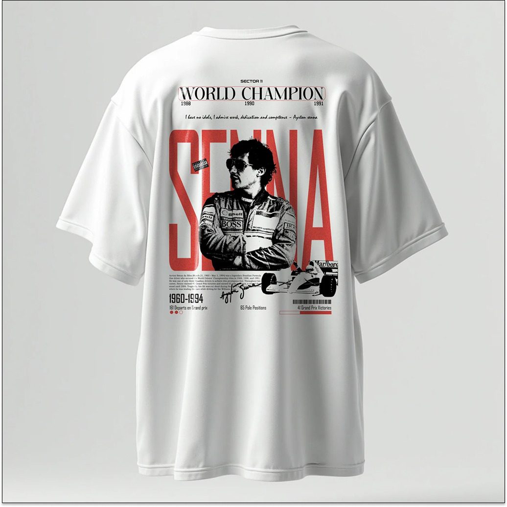 Ayrton Senna Oversized White T-shirt