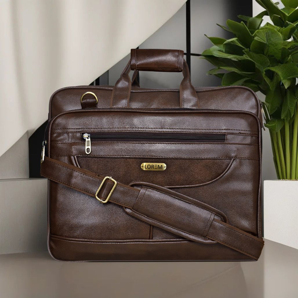Chocolate Faux Leather 28l Messenger Bag For Men