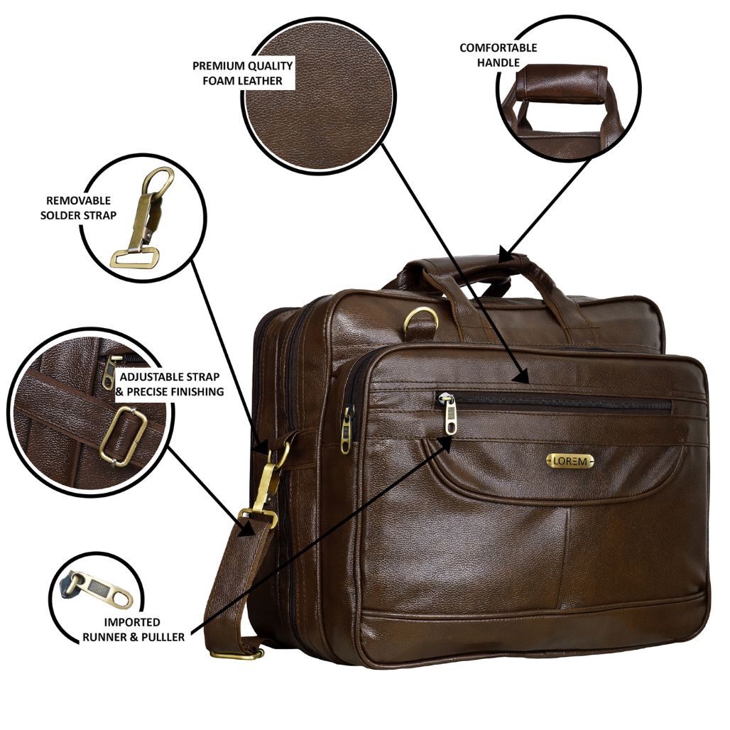 Chocolate Faux Leather 28l Messenger Bag For Men