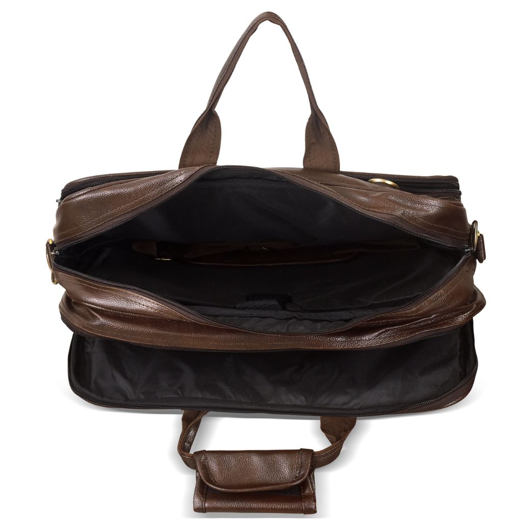 Chocolate Faux Leather 28l Messenger Bag For Men
