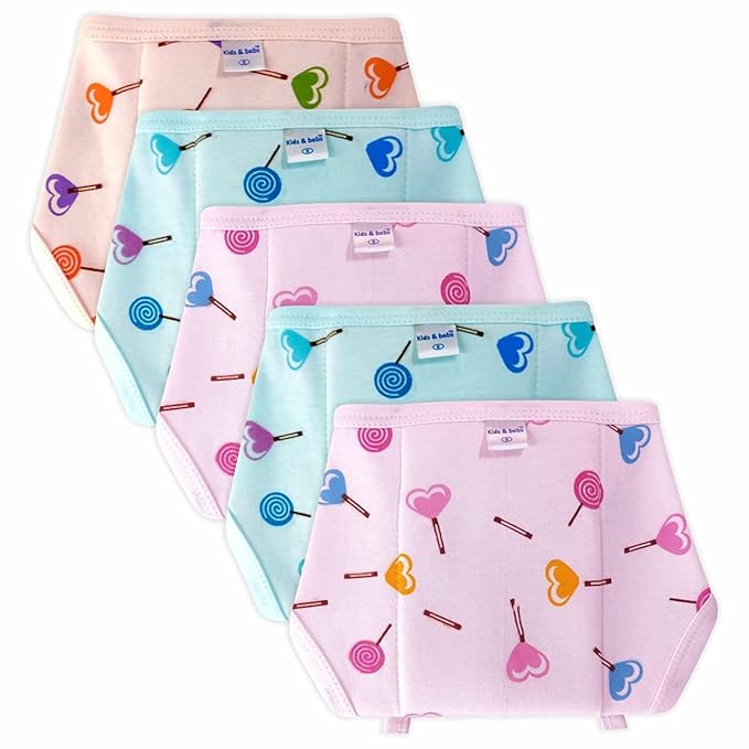 Baby Cloth Nappies With Lollipop Print, Reusable Diapers, Pack Of 5, Pink And Blue(candy Napy)