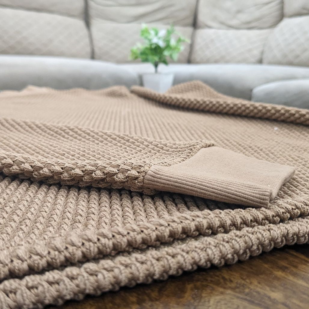 Brown Textured Knit Sweatshirt