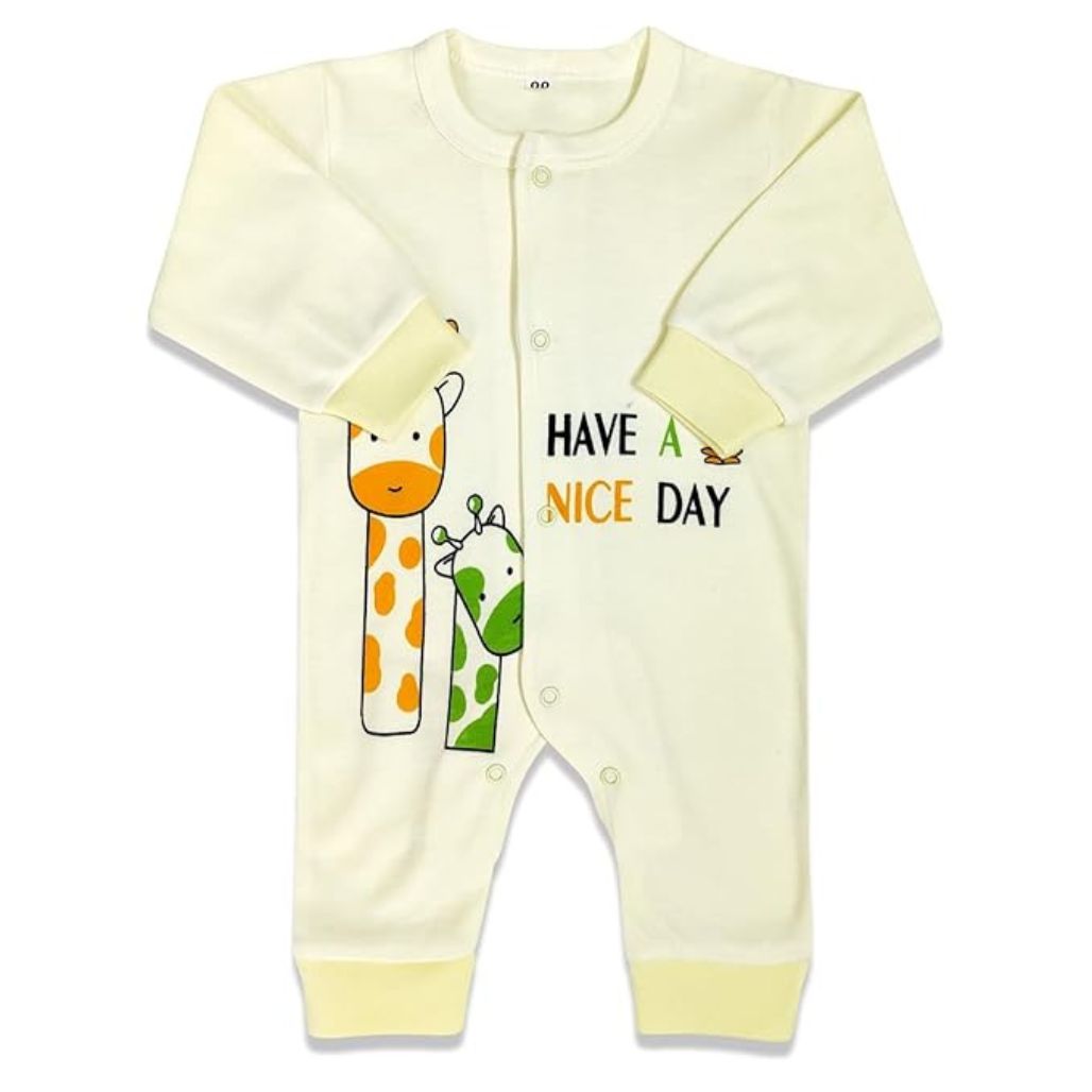 Baby Cotton Romper Yellow Full Sleeves