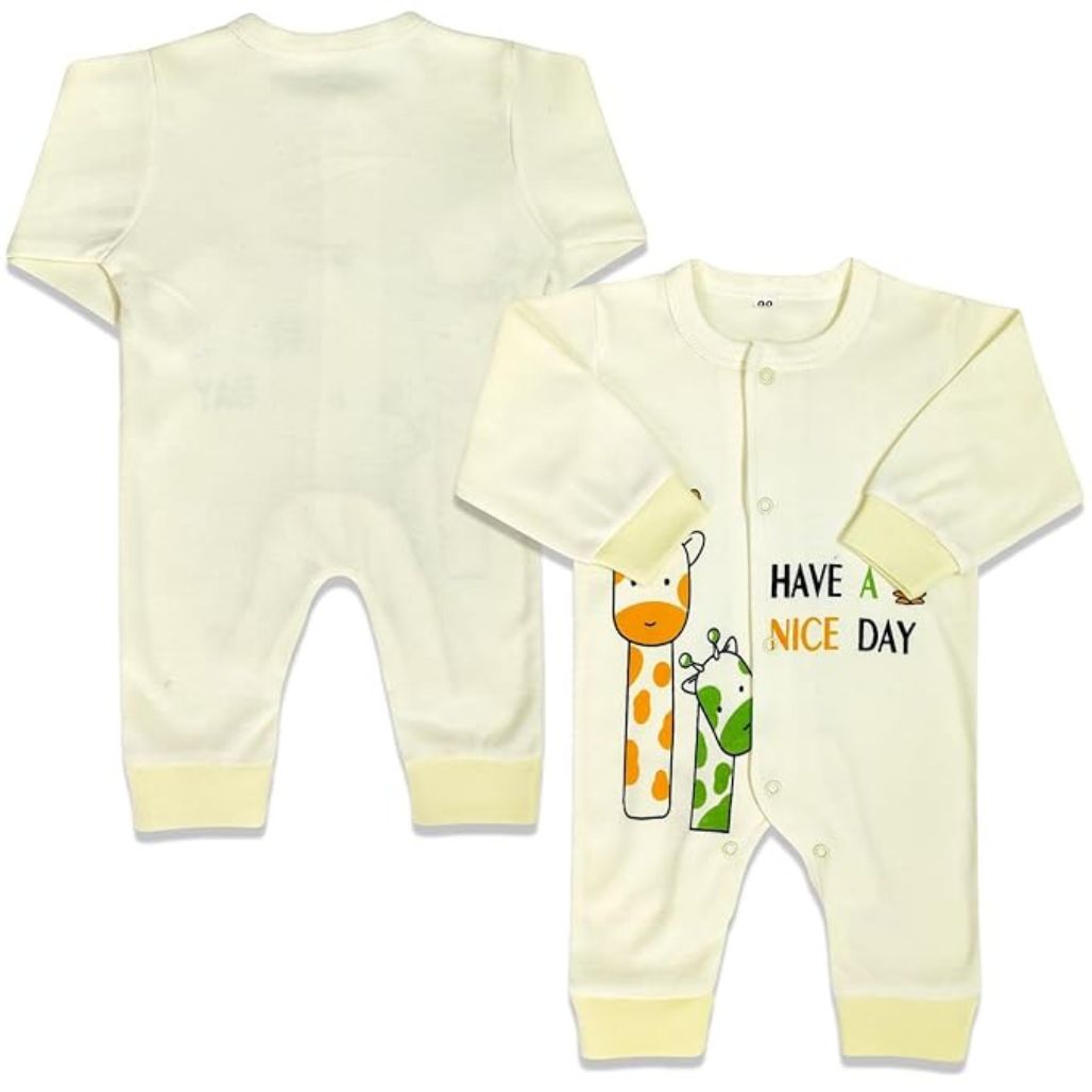 Baby Cotton Romper Yellow Full Sleeves