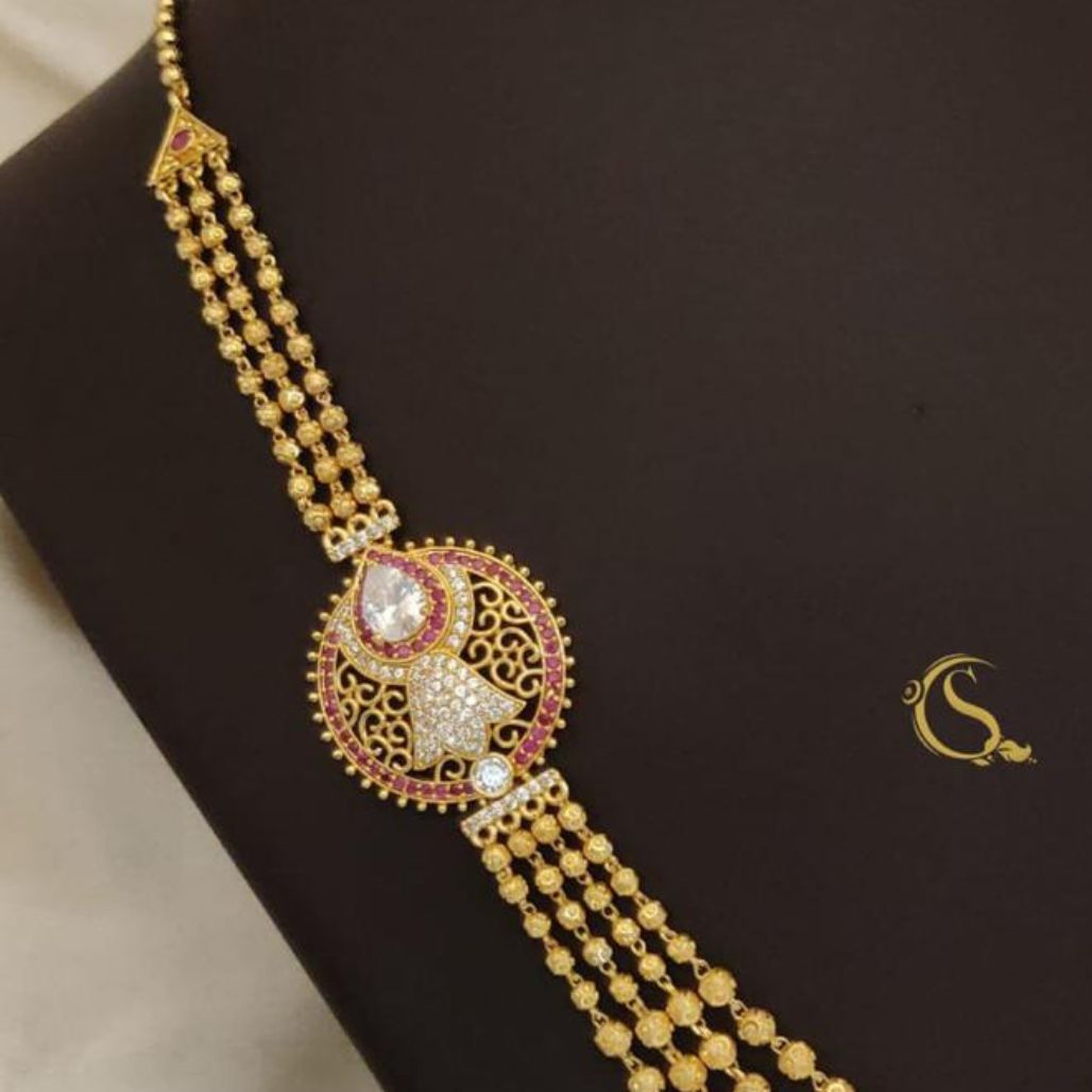 Gold-plated Multi-layer Necklace With Round Designer Pendant