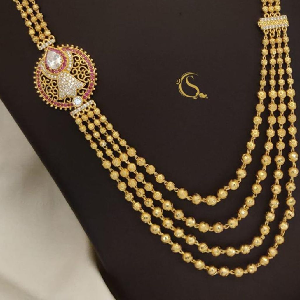 Gold-plated Multi-layer Necklace With Round Designer Pendant