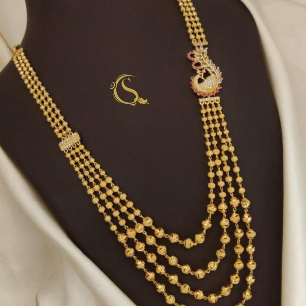 Gold-plated Layered Necklace With Peacock Design Pendant