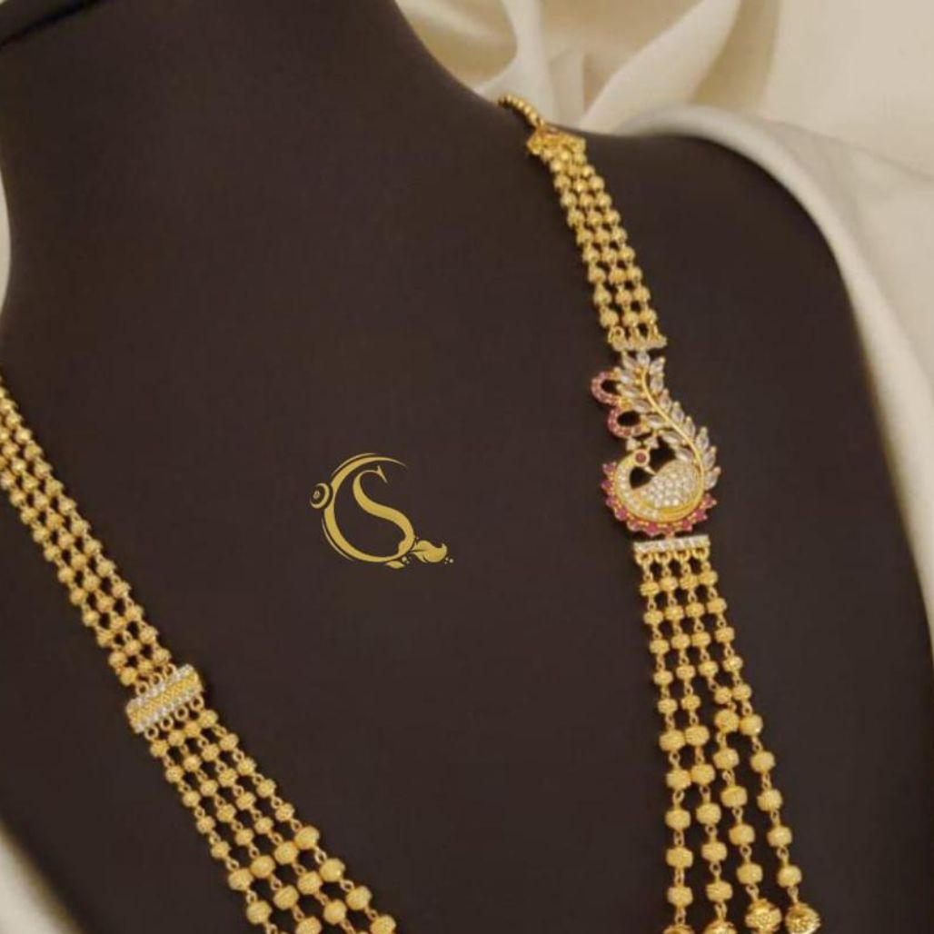 Gold-plated Layered Necklace With Peacock Design Pendant
