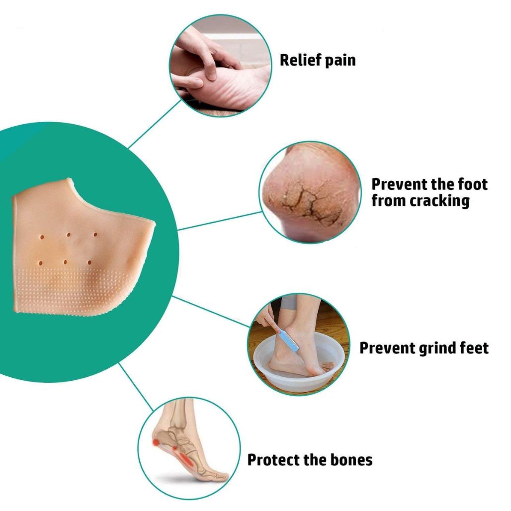  Silicone Heel Pad Socks For Heel Pain & Crack Repair (1 Pair)