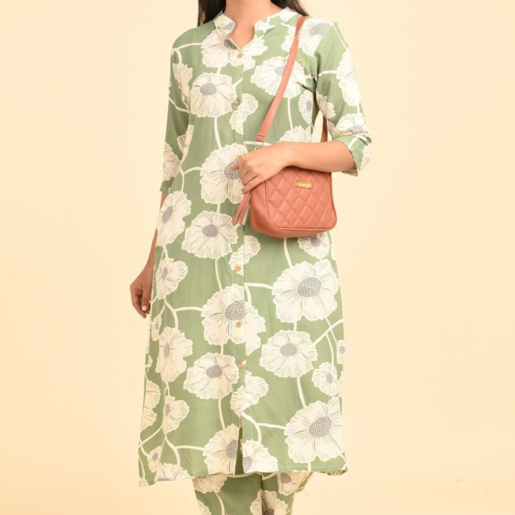 Green Floral Print Co-ord Set
