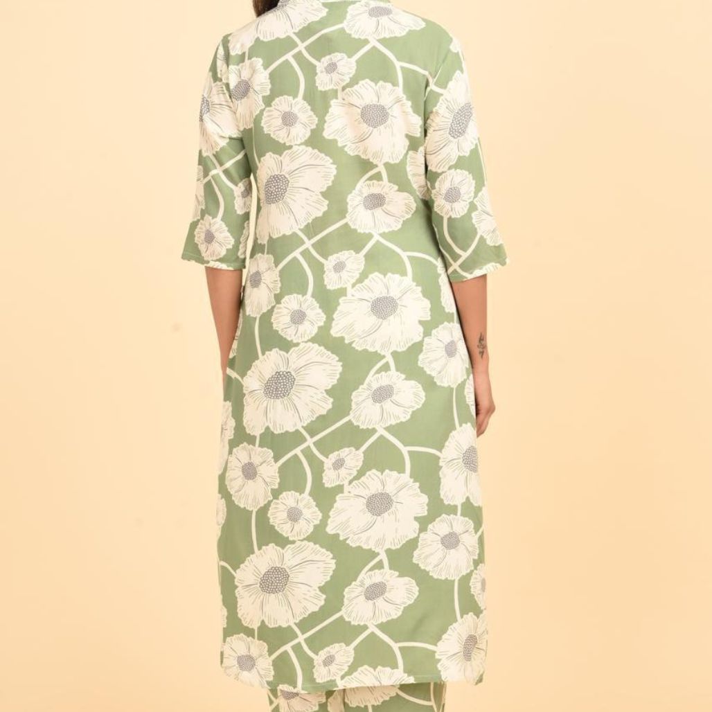 Green Floral Print Co-ord Set